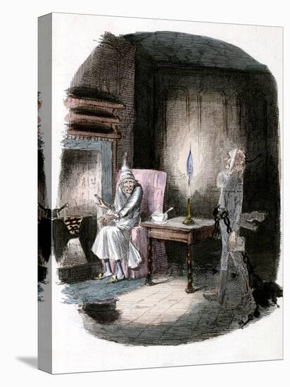 Illustration of Charles Dickens' "A Christmas Carol" Showing Scrooge and Marley's Ghost-null-Stretched Canvas