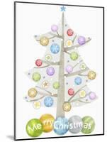 Illustration of Christmas Tree and Merry Christmas Sign-null-Mounted Giclee Print
