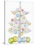 Illustration of Christmas Tree and Merry Christmas Sign-null-Stretched Canvas