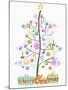 Illustration of Christmas Tree and Merry Christmas Sign-null-Mounted Giclee Print