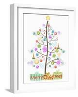 Illustration of Christmas Tree and Merry Christmas Sign-null-Framed Giclee Print