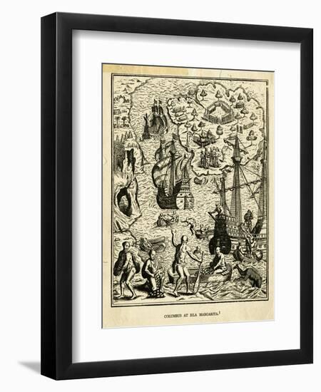 Illustration of Columbus at Isla Margarita-null-Framed Giclee Print