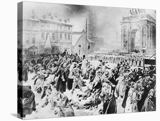 Illustration of Demonstrators Being Shot at Narva Gate, St. Petersburg-null-Stretched Canvas