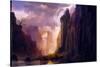 Illustration of Digital Painting, Landscape Where it is Observed Big Mountains, Rocks and Trees Wit-estevez-Stretched Canvas