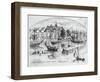 Illustration of Downtown New York-null-Framed Giclee Print