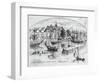 Illustration of Downtown New York-null-Framed Giclee Print