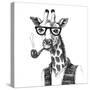 Illustration of Dressed up Giraffe Hipster-mart_m-Stretched Canvas