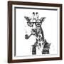 Illustration of Dressed up Giraffe Hipster-mart_m-Framed Art Print