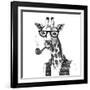 Illustration of Dressed up Giraffe Hipster-mart_m-Framed Art Print