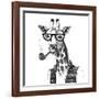 Illustration of Dressed up Giraffe Hipster-mart_m-Framed Art Print