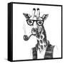 Illustration of Dressed up Giraffe Hipster-mart_m-Framed Stretched Canvas