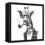 Illustration of Dressed up Giraffe Hipster-mart_m-Framed Stretched Canvas