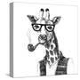 Illustration of Dressed up Giraffe Hipster-mart_m-Stretched Canvas