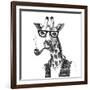 Illustration of Dressed up Giraffe Hipster-mart_m-Framed Art Print