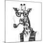 Illustration of Dressed up Giraffe Hipster-mart_m-Mounted Art Print