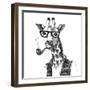 Illustration of Dressed up Giraffe Hipster-mart_m-Framed Art Print