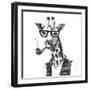 Illustration of Dressed up Giraffe Hipster-mart_m-Framed Art Print