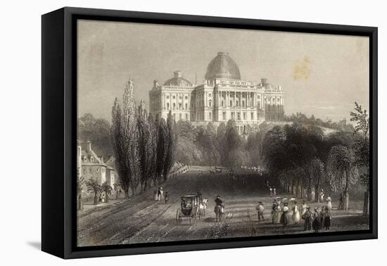 Illustration of Early Capitol Building in Washington-null-Framed Stretched Canvas