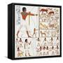 Illustration of Egyptian Frescoes of Hunting Scenes by Frederic Cailliaud-Stapleton Collection-Framed Stretched Canvas