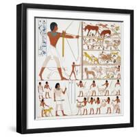 Illustration of Egyptian Frescoes of Hunting Scenes by Frederic Cailliaud-Stapleton Collection-Framed Giclee Print