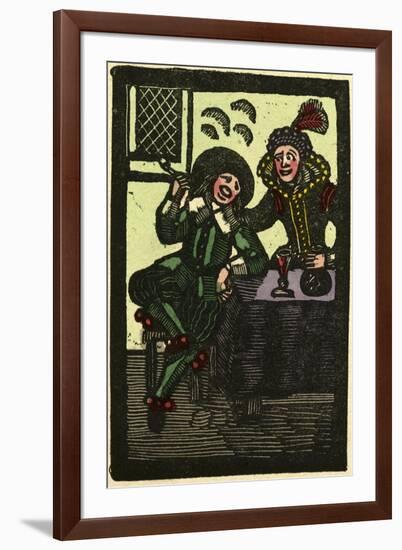 Illustration of English Tales Folk Tales and Ballads. a Glass of Wine and a Pipe. Man and Woman-null-Framed Giclee Print