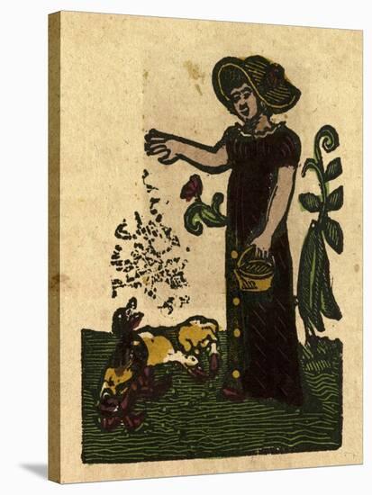 Illustration of English Tales Folk Tales and Ballads. a Woman Feeding Ducks-null-Stretched Canvas