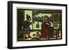 Illustration of English Tales Folk Tales and Ballads. Old English Interior. Woman with Spinning Whe-null-Framed Giclee Print