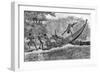 Illustration of Engraged Hippopotamus Upsetting a Boat-null-Framed Giclee Print