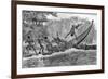 Illustration of Engraged Hippopotamus Upsetting a Boat-null-Framed Giclee Print