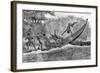 Illustration of Engraged Hippopotamus Upsetting a Boat-null-Framed Giclee Print