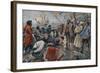 Illustration of Ferdinand De Magellan Quelling a Mutiny-Stefano Bianchetti-Framed Giclee Print