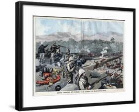 Illustration of Fighting between French and Chinese Forces at Kwang-Chou-Wan-Stefano Bianchetti-Framed Giclee Print