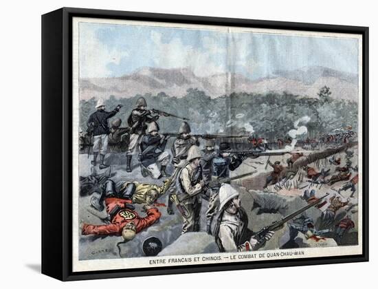 Illustration of Fighting between French and Chinese Forces at Kwang-Chou-Wan-Stefano Bianchetti-Framed Stretched Canvas