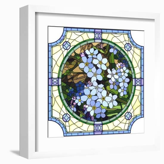 Illustration of Flower Blue Forget-Me-Not-Vertyr-Framed Art Print