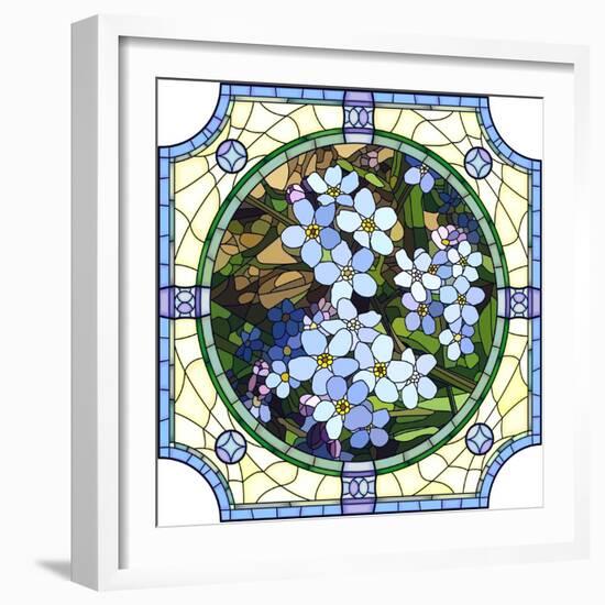 Illustration of Flower Blue Forget-Me-Not-Vertyr-Framed Art Print