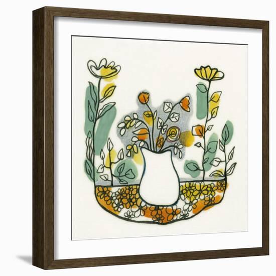 Illustration of Flowers in Vase on Flowerbed-Marie Bertrand-Framed Giclee Print