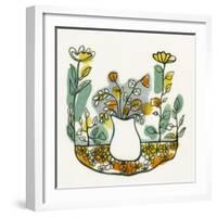 Illustration of Flowers in Vase on Flowerbed-Marie Bertrand-Framed Giclee Print