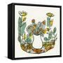 Illustration of Flowers in Vase on Flowerbed-Marie Bertrand-Framed Stretched Canvas