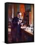 Illustration of French Chemist Louis Pasteur Working in His Laboratory-null-Framed Stretched Canvas