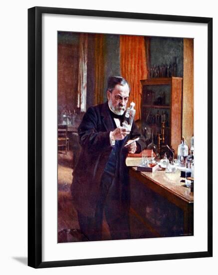 Illustration of French Chemist Louis Pasteur Working in His Laboratory-null-Framed Premium Photographic Print