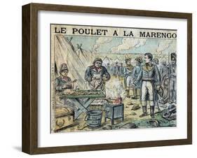 Illustration of French Soldiers Cooking Marengo Chicken-Stefano Bianchetti-Framed Giclee Print