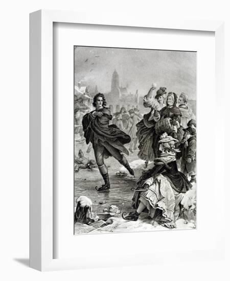 Illustration of Friederich Schiller Skating on Ice-null-Framed Giclee Print