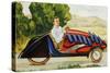 Illustration of Futuristic Aerodynamic Bicycle Car-null-Stretched Canvas
