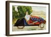 Illustration of Futuristic Aerodynamic Bicycle Car-null-Framed Giclee Print