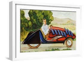 Illustration of Futuristic Aerodynamic Bicycle Car-null-Framed Giclee Print