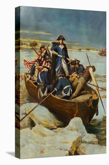 Illustration of George Washington and Men on Frozen Potomac-null-Stretched Canvas