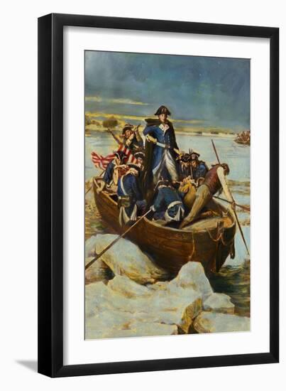 Illustration of George Washington and Men on Frozen Potomac-null-Framed Giclee Print