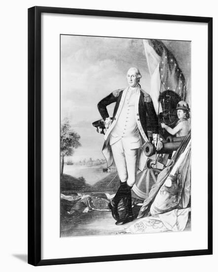 Illustration of George Washington Standing next to Cannon-null-Framed Giclee Print