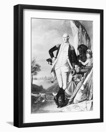 Illustration of George Washington Standing next to Cannon-null-Framed Giclee Print