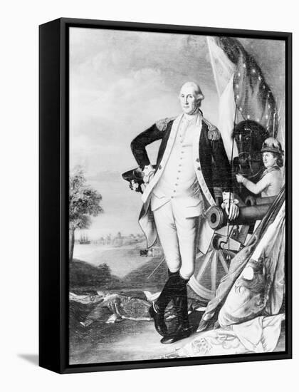 Illustration of George Washington Standing next to Cannon-null-Framed Stretched Canvas